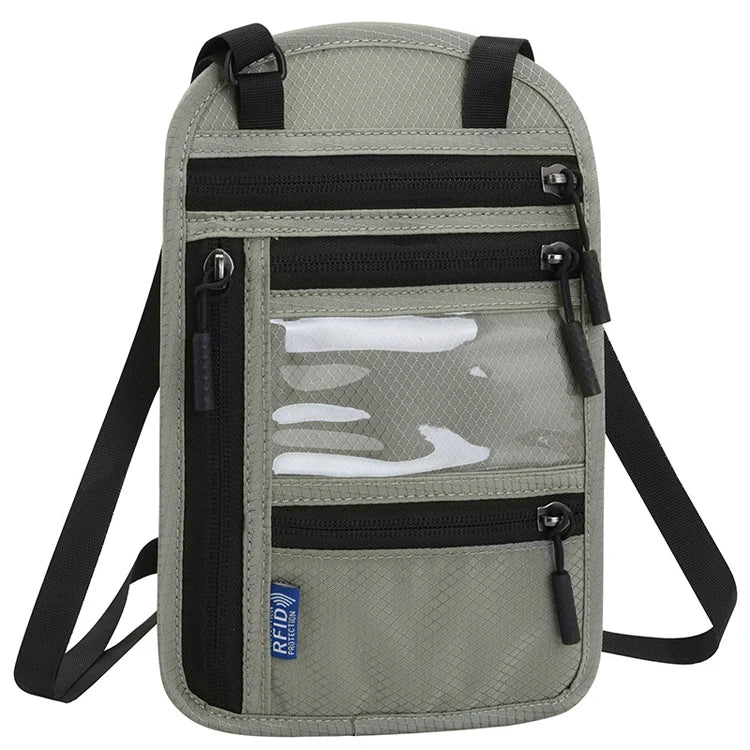 Portable RFID Safe Crossbody Bag Tiny Card Money Clip Holder for Traveling with ID Passport Credit Cards Made from Durable Nylon