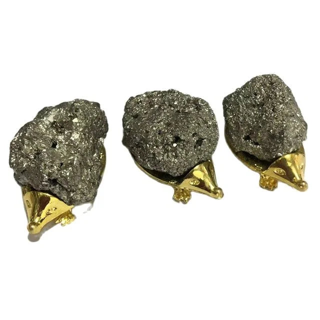 Natural hand carved lovely crystal cluster hedgehog craft pyrite animal hedgehog for gift