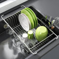 Factory Wholesale Kitchen Adjustable Expandable Retractable Sink Dish Drainer Drying Rack Basket With Utensil Holder