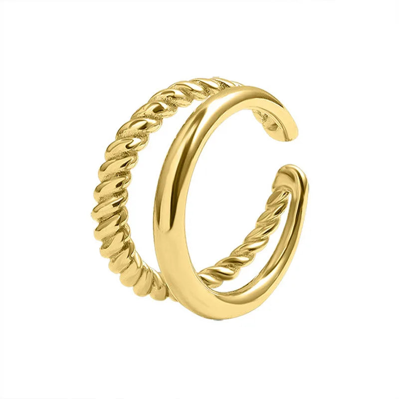 Ins Vintage Simple Plain Ring Thread Titanium Steel Ring Women Finger Ring Stainless Steel Jewelry