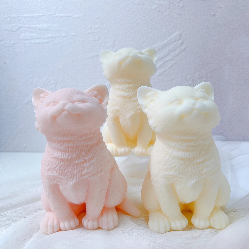 Animal Teddy Puppies Soy Wax Silicone Mould Cats Lover Home Decor Cute Cat Candle Mold