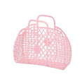 Personalized Retro Vintage Folding Plastic Pvc Jelly Basket Tote Beach Bag Handbag Purse for Girls Women Party Favor Bags