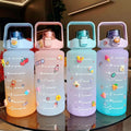 2L Large Capacity Plastic Drinking Bottle Large Capacity Sippy Cup Gym With Sticker Motivational Sports Water Bottle