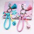 Cute Rainbow Keychain With Tassels for Ladies and Girls Bag Bells Lollipop Pendant Rainbow Keychain