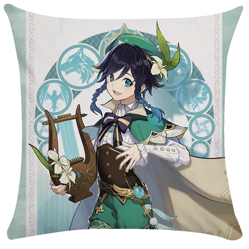 Genshin Impact Eco-Friendly Double-sided Printed 100% Polyester Throw Pillow Cover Home Hotel Use Customizable Gift Dropshipping