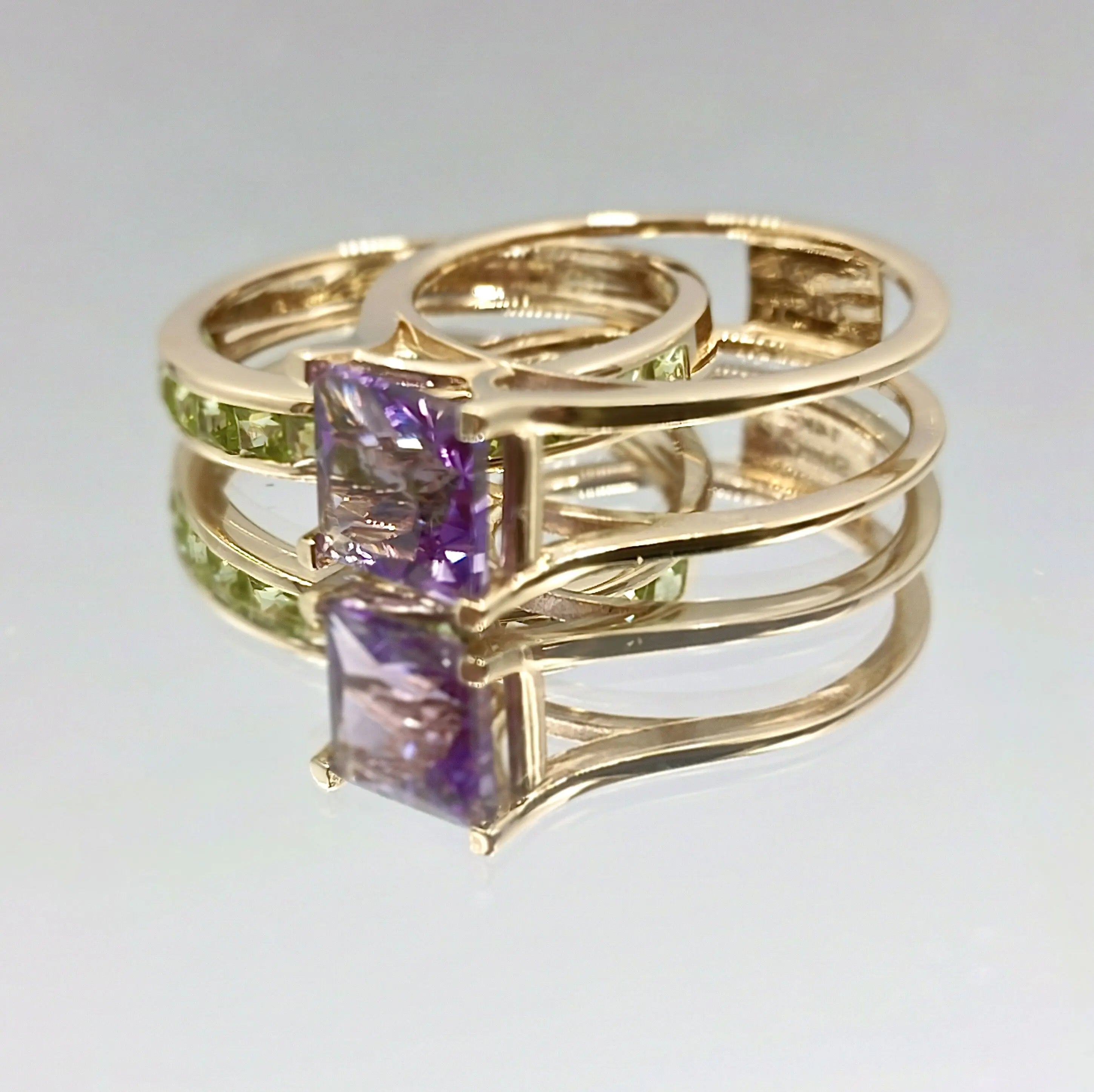 Luxury Gemstone Cocktail Rings Adjustable Ring Set for Women Wedding Party 14k 18k Real Gold
