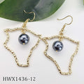 Personalized Gold Plated Jewelry Hawaiian Map Hoop Pearl Earrings Wholesale