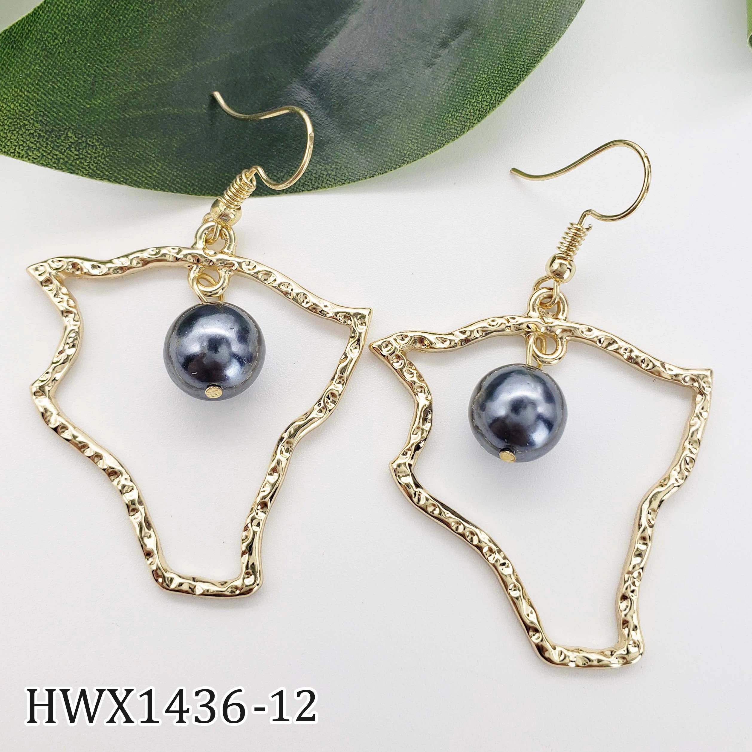 Personalized Gold Plated Jewelry Hawaiian Map Hoop Pearl Earrings Wholesale