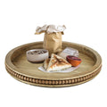 Round 40.5*40.5cm Wooden Tray for Food Coffee Sundries Storage Tray Wood with Semi-round Bead Decoration