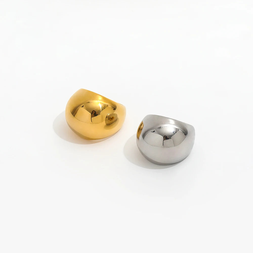 Fenny High End PVD Tarnish Free Chunky Statement Smooth Band Ring Trendy for Women Tarnish Free Wholesale Stainless Steel