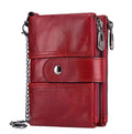 2022 Men's Genuine Leather Short Wallet RFID Blocking Multi Card Holder Zipper Closure Wholesale Hot Sell Lining Polyester