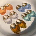 GT Transparent Resin Gold Metal Irregular Geometry U Shaped Hoop Earrings Blue Resin Acrylic Scallop Earrings