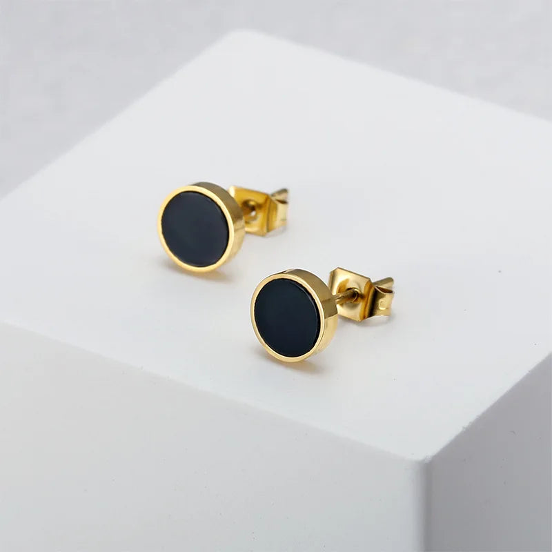 Simple Design Titanium Steel Acrylic Stud Earring Stainless Steel Geometric Round Resin Earrings 2022