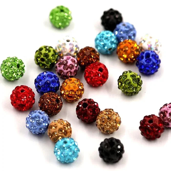 10MM Pottery Clay Rhinestone Ball Beads  Color Through Hole Rhinestone Ball for DIY Bracelet