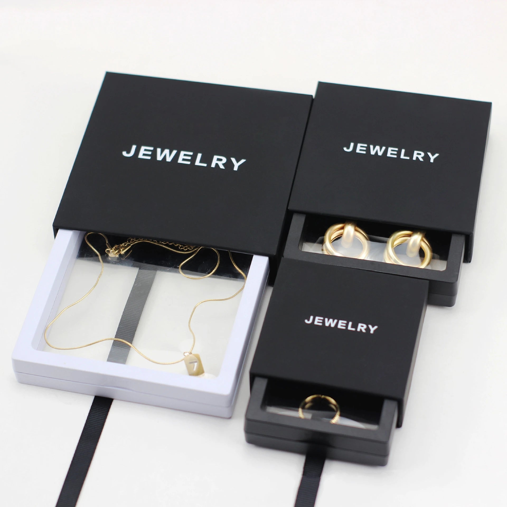 In Stock 3d Packaging Gift Luxury Transparent Display Bracelet Necklace clear Window logo Custom Jewelry Packaging Box