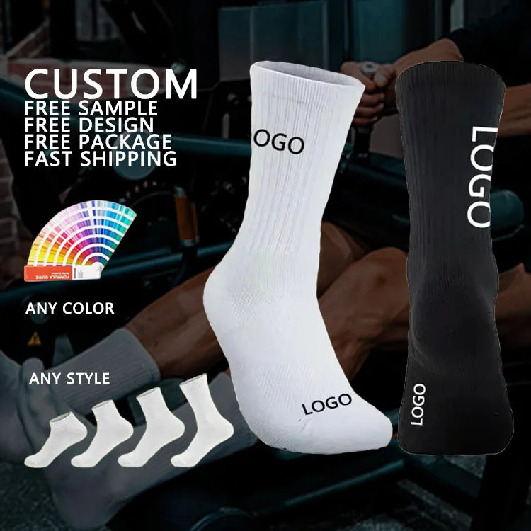 High Quality Custom Logo Crew Ankle Cuff Cotton Compression Cycling Running OEM Sports Socks