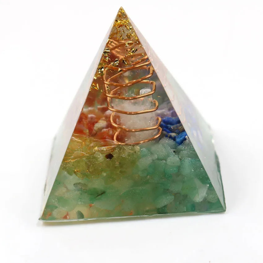 HZ Chakra Orgone Pyramid Engraved Gemstone Pyramid for Healing Stone Semi-precious Stone Crafts