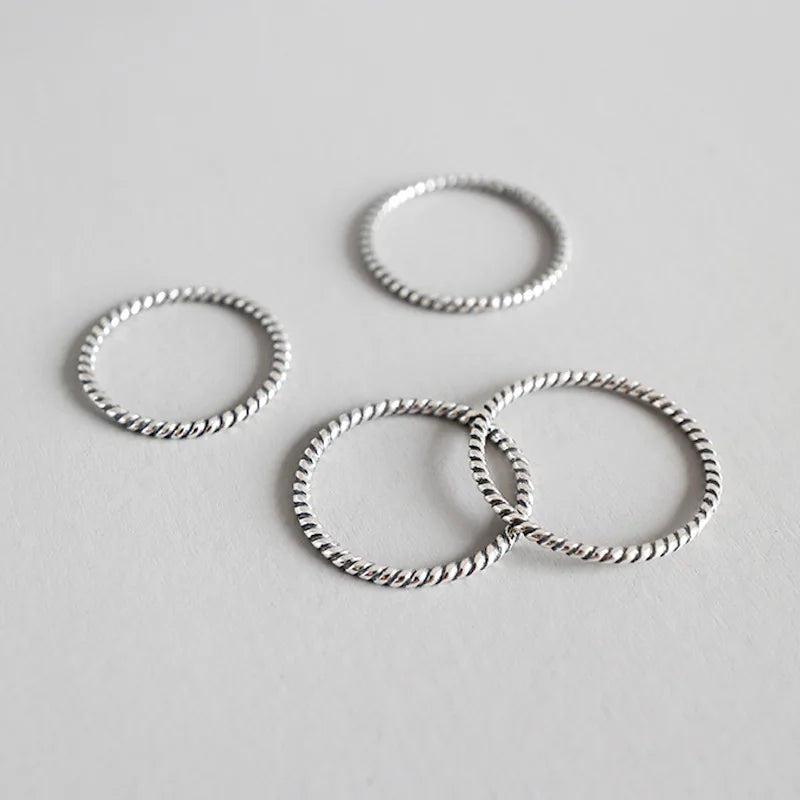New Trendy Vintage S925 Sterling Silver Jewelry 1.2mm Thick AR2076 Twist Style Rings for Women for Parties and Anniversaries