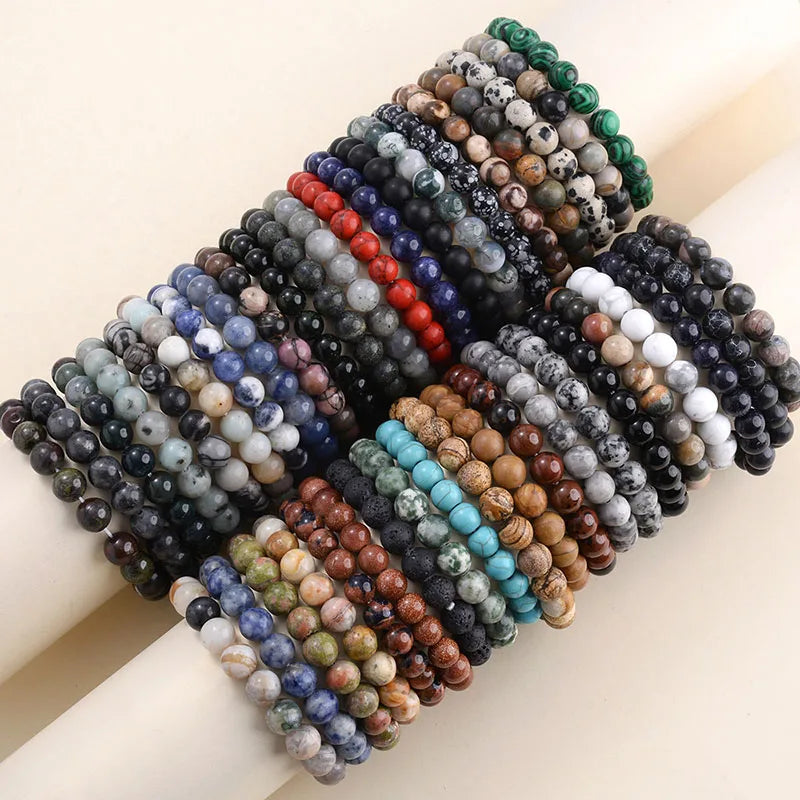 RisingMoon 8mm Tiger Eye Healing Crystal Jade Natural Stone Beaded Bracelets