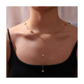 New Jewelry Dainty 18K PVD Gold Plated Stainless Steel Heart Inlay Cubic Zirconia Long Tassel Y Shape Chain Necklace for  Mother