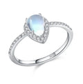 Fashion Jewelry Teardrop Vintage Moonstone Wedding Engagement Ring Halo S925 Sterling Silver Rings for Women