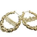 Name Custom Hoop Women Personalised Bamboo Plated Gold Earring Names Jewelry Big Studs Pearl Stud Xoxo Earrings