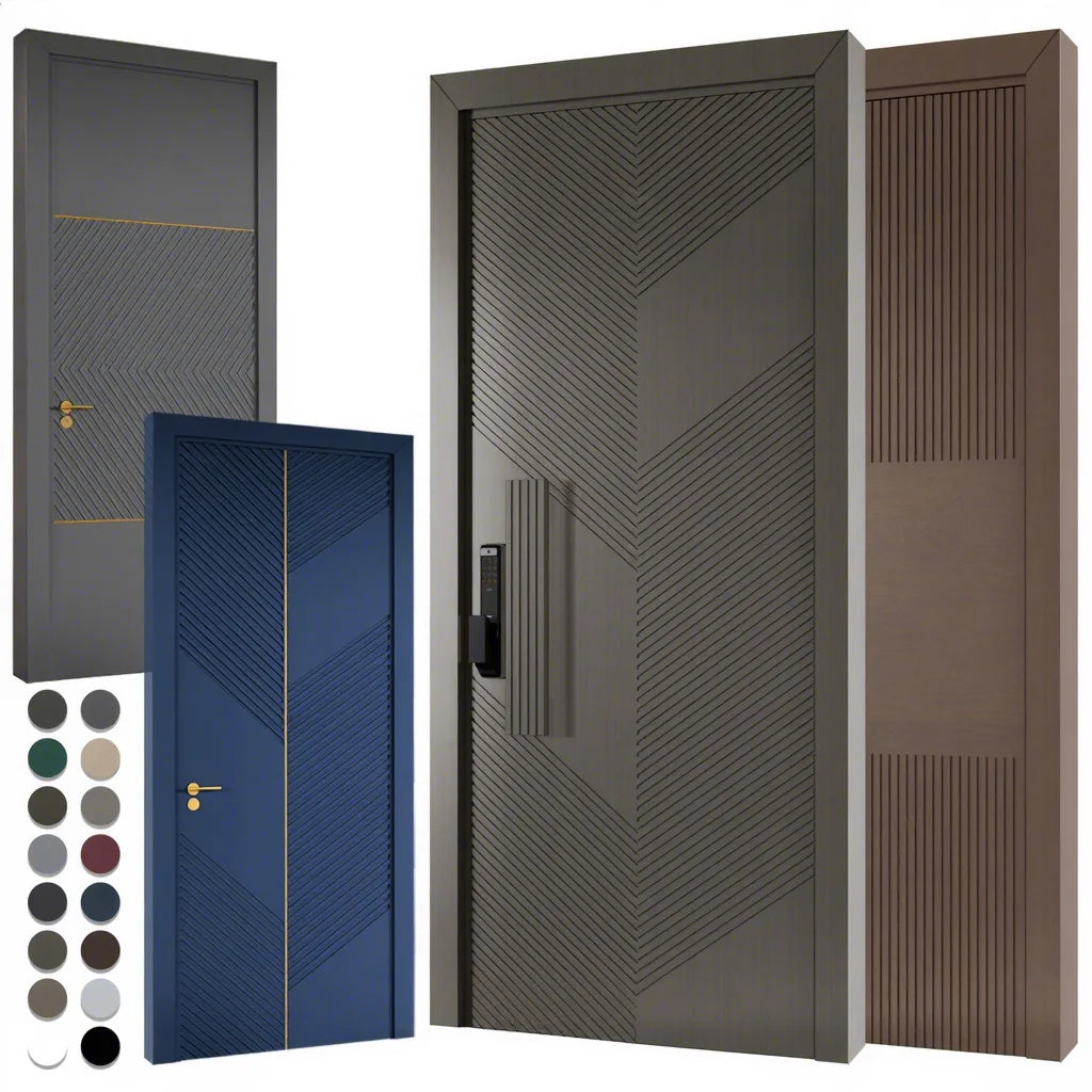 Yohome Villa Residential Home Eco-Friendly Waterproof Solid Wood Custom Main Entrance Anti Thief Exterior Entry Front Pivot Door