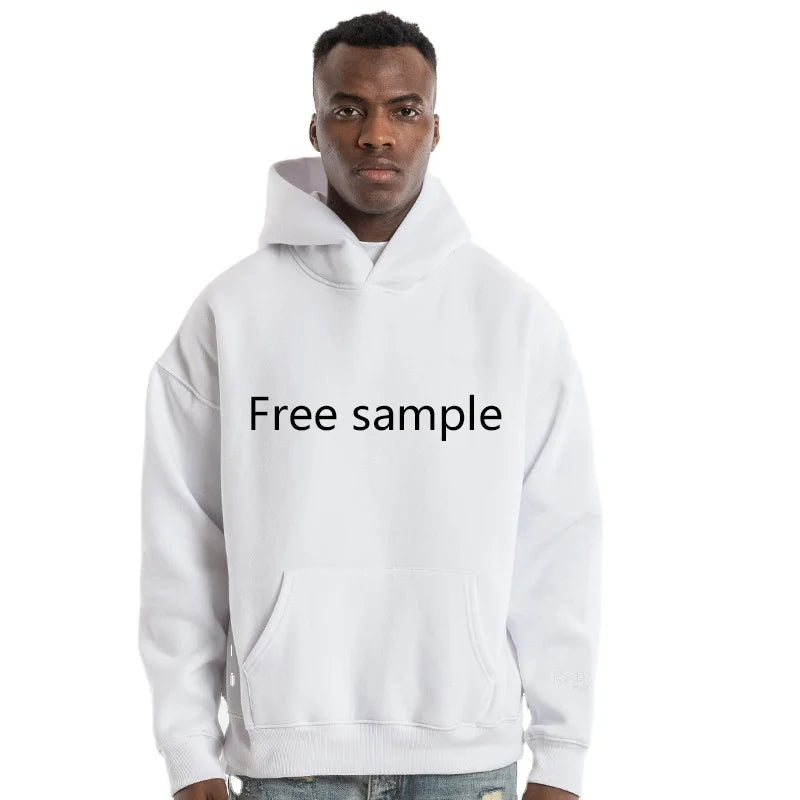 Men's Premium 100% Cotton Thick French Terry Hoodie Oversized Custom logo Streetwear Pullover Plain Hoodie for Men