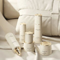 Luxury Cone White Cosmetic Set 40ml 100ml 120ml Beige Glass Packaging Lotion Bottle with Striped Cover 30g 50g Cream Jar