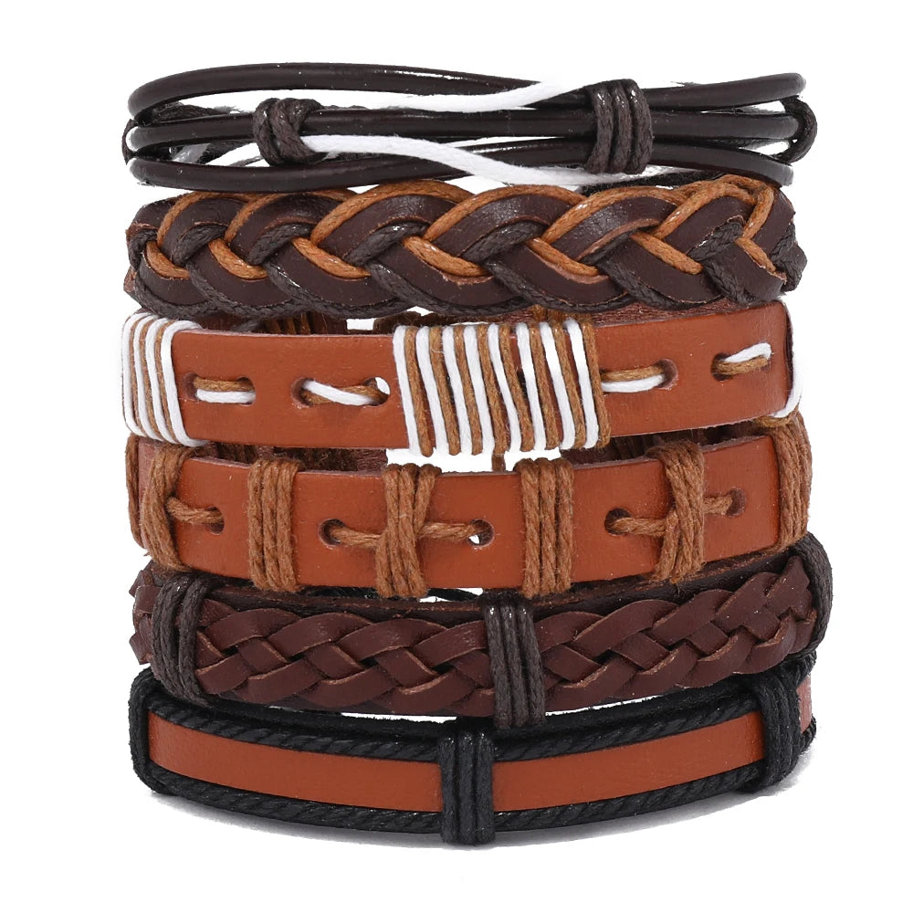 Wholesale Handmade Bohemian Vintage Leather Bracelets for Women 6pcs Fashion Charm BOHEMIA Style