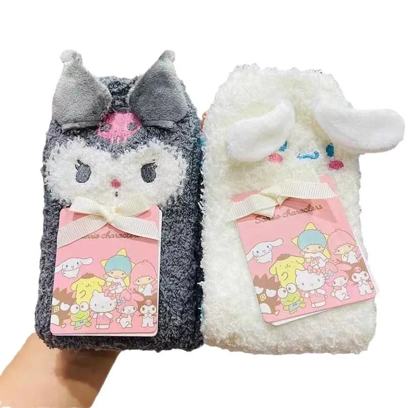 Wholesale Cute Anime Cartoon Coral Plush Socks to Keep Warm in Autumn and Winter Plush Floor Breathable Socks