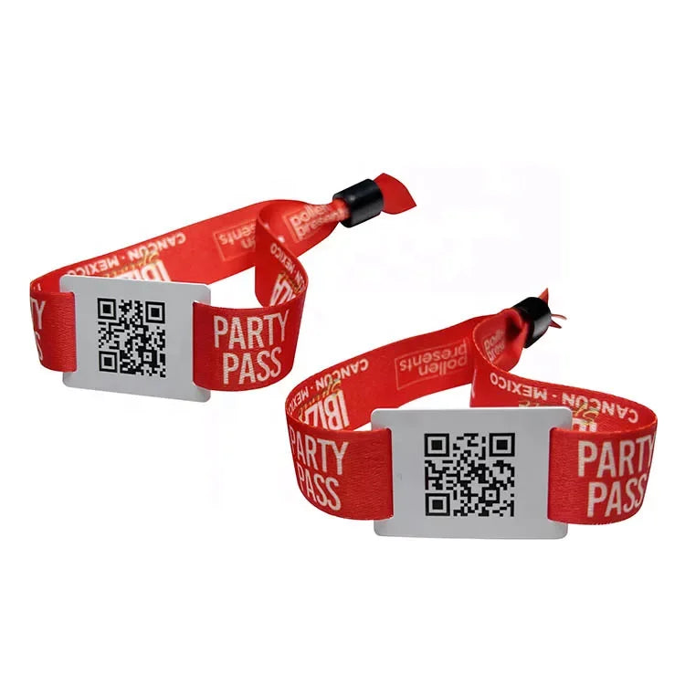 New Eco Friendly Adjustable Plastic Clip RFID Wristband with Custom Logo for Event Party Festival Fabric Woven Wristbands