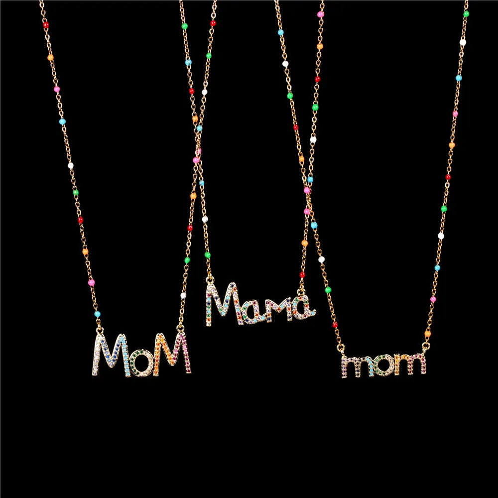 2023 new stainless steel necklace mama necklace diamond mom letter necklace collarbone chain mother's day gift