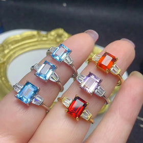 Hot Sale 925 Sterling Silver Mood Color Change Rings 18K Gold Plated with Topaz Waterproof New Designs for Girls Classic Style