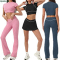 2025 New Fashion Gym Yoga 3-Piece Suit Quick Drying Fitness Wear Tight Fitting Short Top Suit