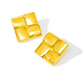 MICCI Hot Selling 2024 Luxury Minimalist Gold Plated Classic Sigong Grid Geometric Chunky Metal Fashion Jewelry Studs Earrings