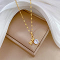 Wholesale Diamond Flower Zircon 18k Gold Plated Stainless Steel Rose Flower Charms Crystal Gold Necklace Jewelry