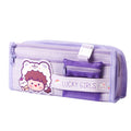 Cute Large Capacity Multi-Layer Cartoon Canvas Pencil Bag Soft Fabric Stationery Box with Zipper Closure Girl Heart for Students