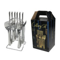 24pcs Stainless Steel Dinnerware Set with Stand Mirror Polish Flatware and Gift Silverware for Presenting