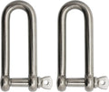 2-Pack 3/8\" Stainless Steel Long D Shackle for Heavy Industry for Various Applications