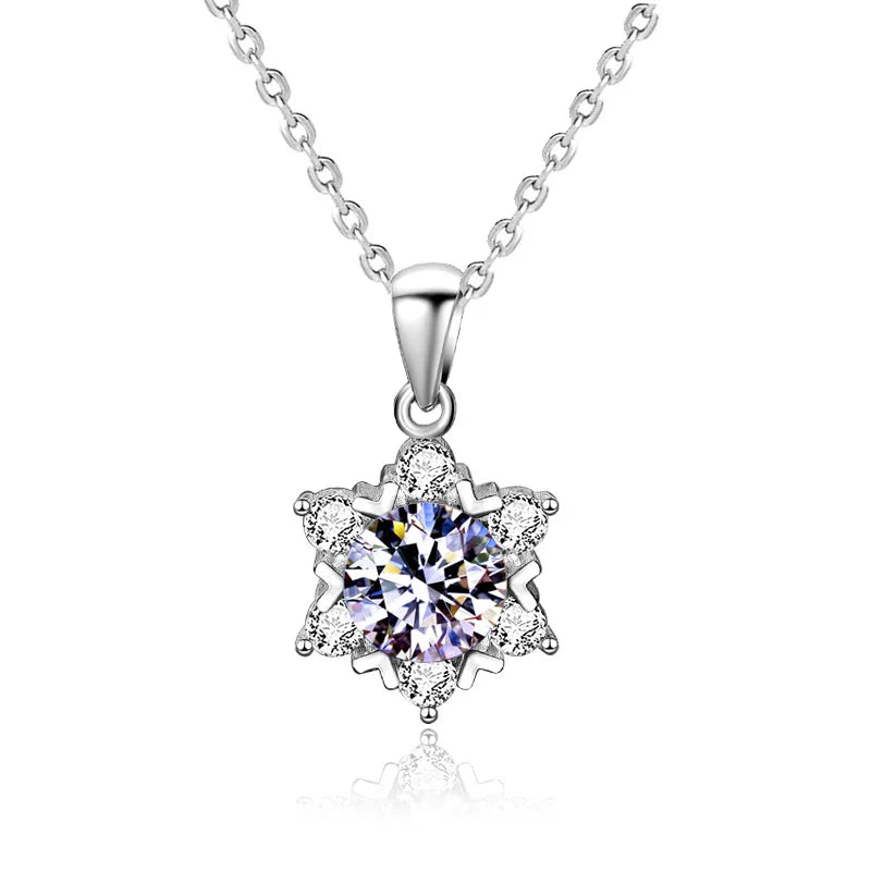 Fine Jewelry Star Design Grade D 1ct Moissanite Necklaces 925 Sterling Silver Simple Moissanite Necklace Women