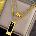 High-end Designer Necklace Famous Brands Sweater Chain Titanium Steel Long square Brand Fine Necklace Jewelry Women