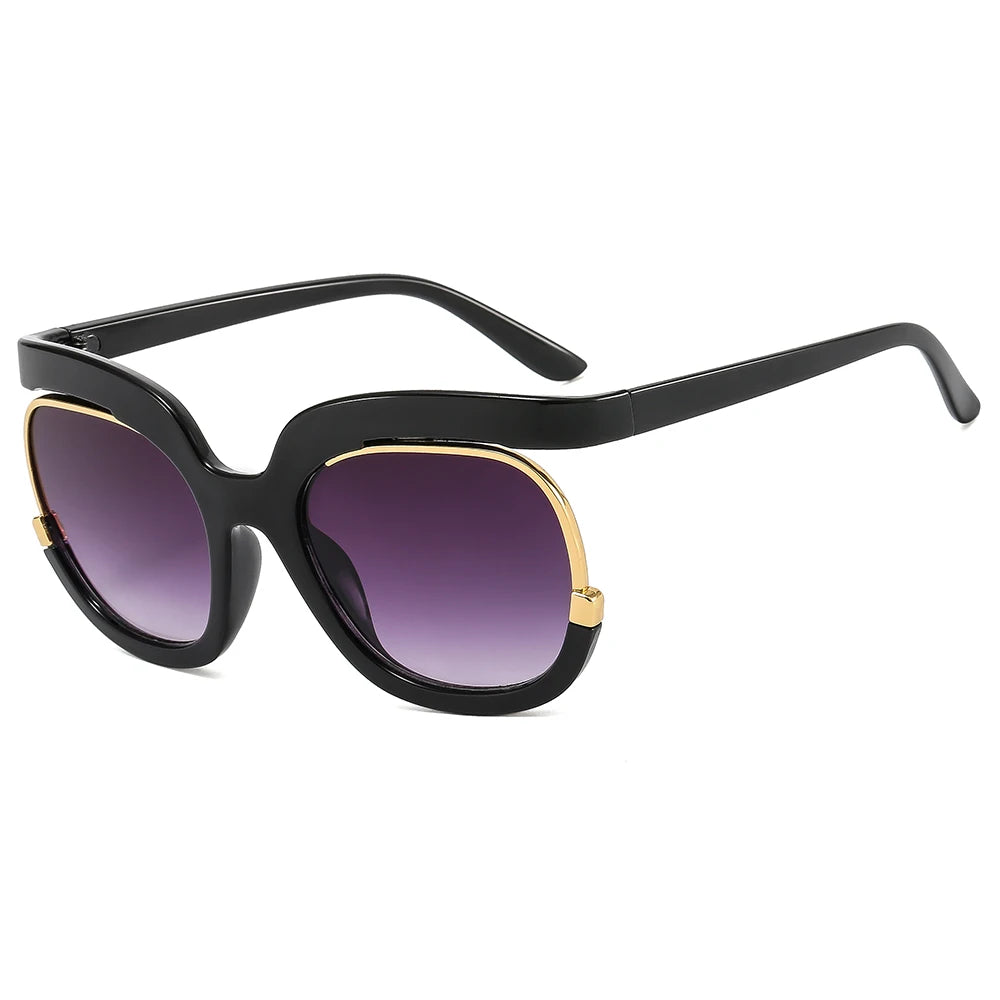 2022 Hot Sale Women's Oversized Sunglasses with Custom Logo Luxury Style Blue Black Metal Frame Wholesale Trendy Sunglasses