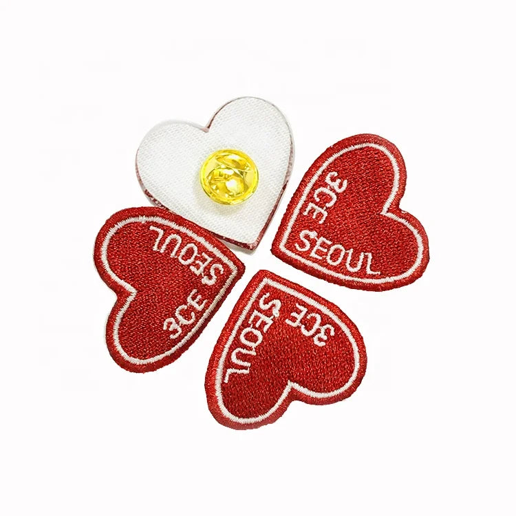 Custom Embroidered Heart Pattern Sew-On Patch for Garment Jacket Decoration