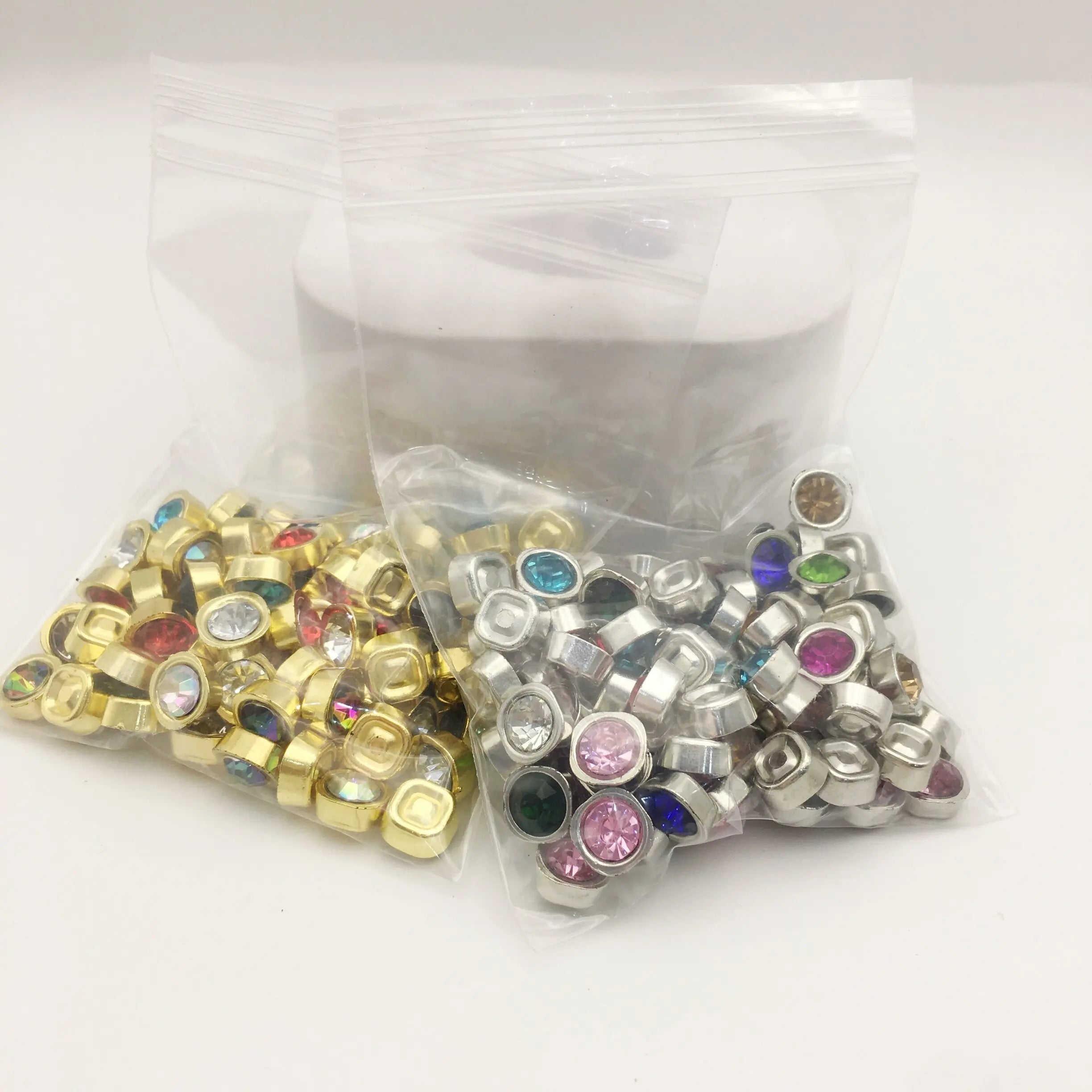 SINRONG Double Layer Glass Drilling/gluing Square Plastic Flower Plate with Loose Rhinestones Diamond DIY Nail Bead Accessory