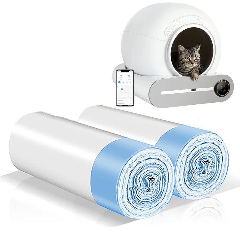 2 Rolls Plastic Pet Poop Bags for Tonepie Automatic Cat Litter Box-Durable Self-Cleaning Cat Waste Bags