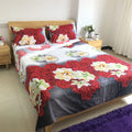 100% Cotton 3-Piece Bed Sheet Set 100% Disposable Folded Leaves Pattern with Pillowcase for King Queen Double Single Size Beds