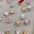 2025 New Super Flash K9 Diamond 3D Nail Art Decoration Square Sugar Fat Crooked Heart Peach Heart