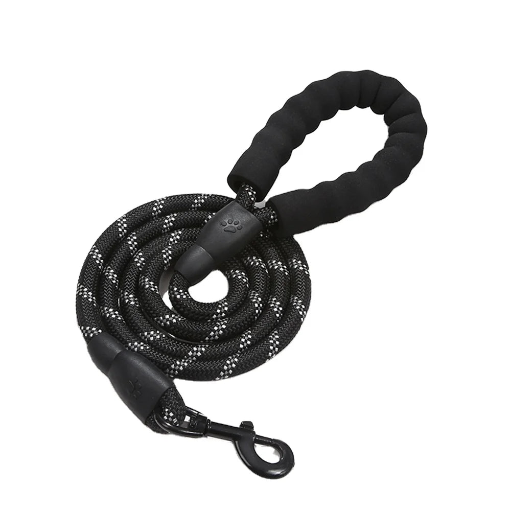 Manufacturer Wholesale Custom Heavy Duty Soft Foam Handle Dog Training Walking Leash Solid Reflective Nylon Rope Pet Lead for