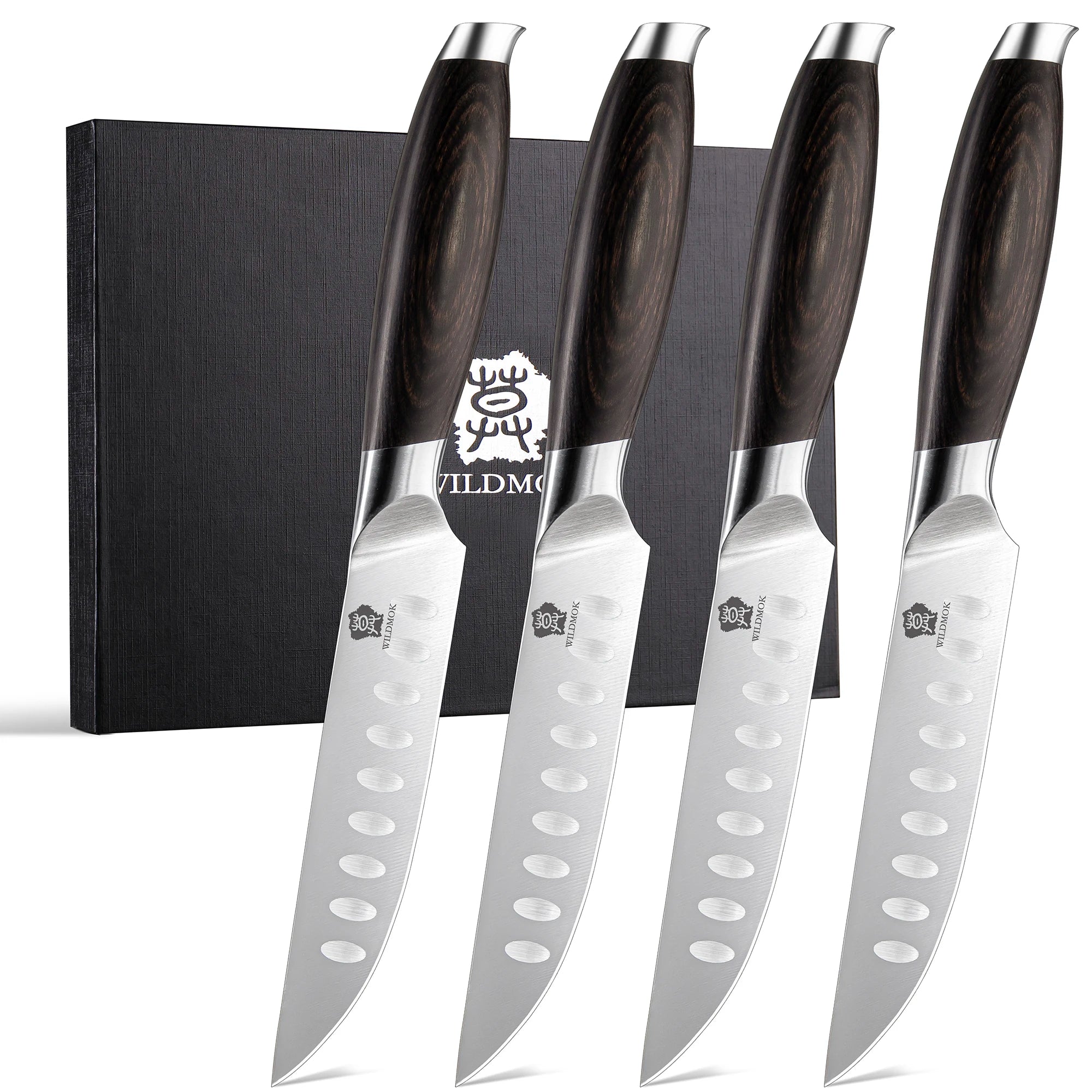 WILDMOK 5 Inch Professional Steak Knife with Pakkawood Handle Sharp Steak Knife for Kitchen Custom Logo Gift Packaging